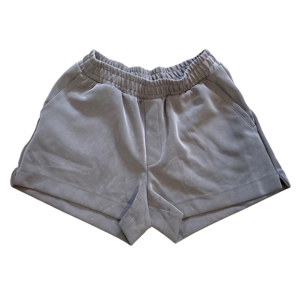 A New Day Womens High-Rise Gray/Taupe Elastic Waist Shorts Side Pockets Small